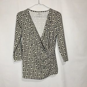 Talbots Black And White Top Size Medium Petites